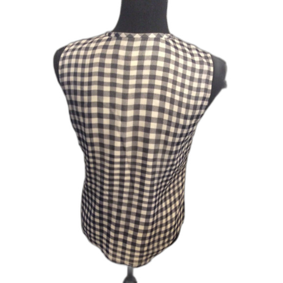 J. Crew Silk Plaid V Neck Sleeveless Top Size 2 Career Womens - Picture 2 of 4